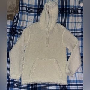 H&M White Fluffy Hoodie Sz S